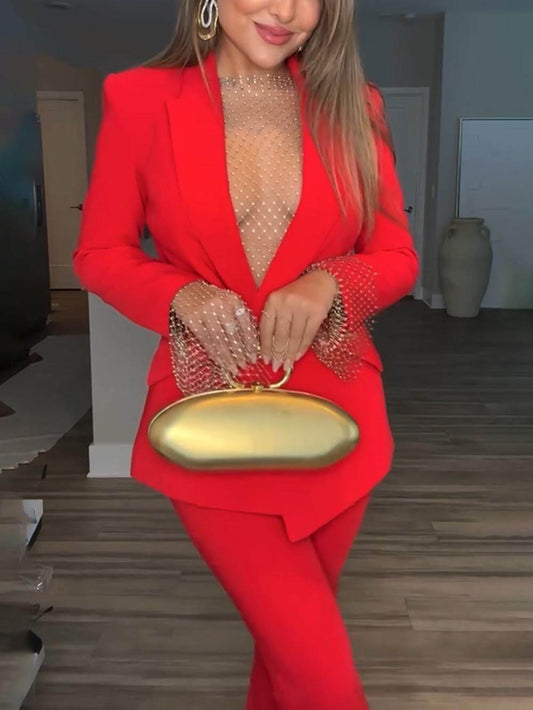 Single Button Blazer and Pants Set