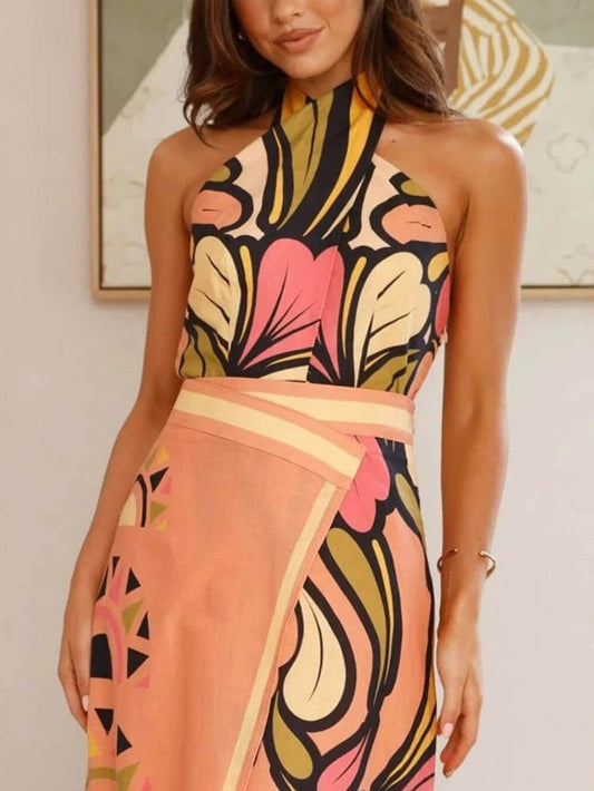 Twisted Floral Halter Vest Top