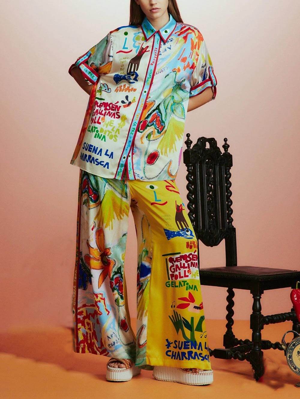 Printed Short Sleeve Loose Shirt