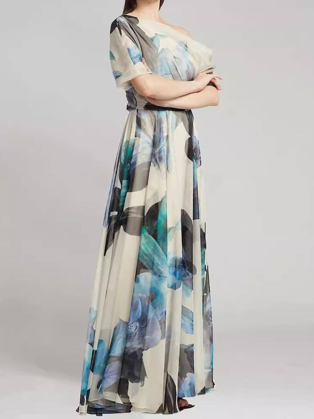 Lace-up Lolita Flared Print Dress