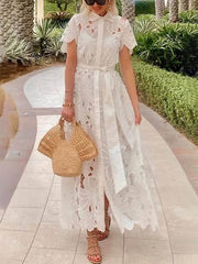 Lace Cardigan Button-Down Dress