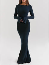 Elegant Midnight Blue Backless Fitted Dress