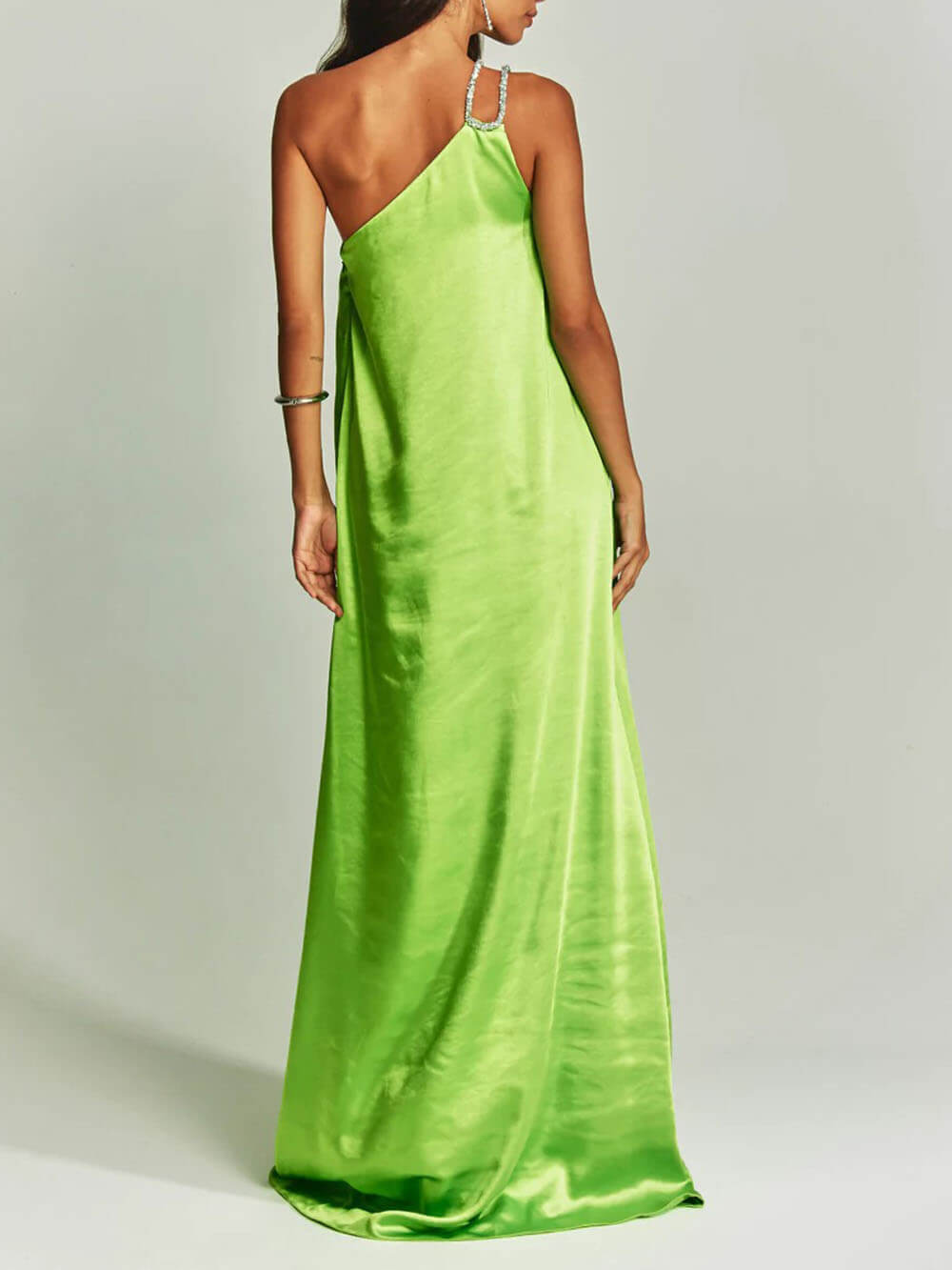Charming Satin One Shoulder Loose Maxi Dress