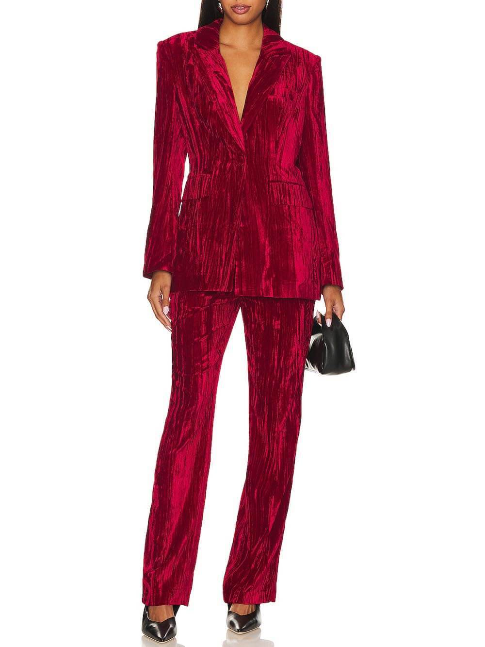 Velvet Slim Fit Single Button Blazer
