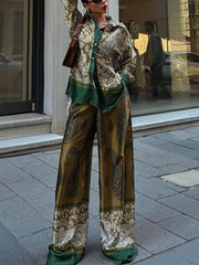 Paisley Print Elastic Waist Pants