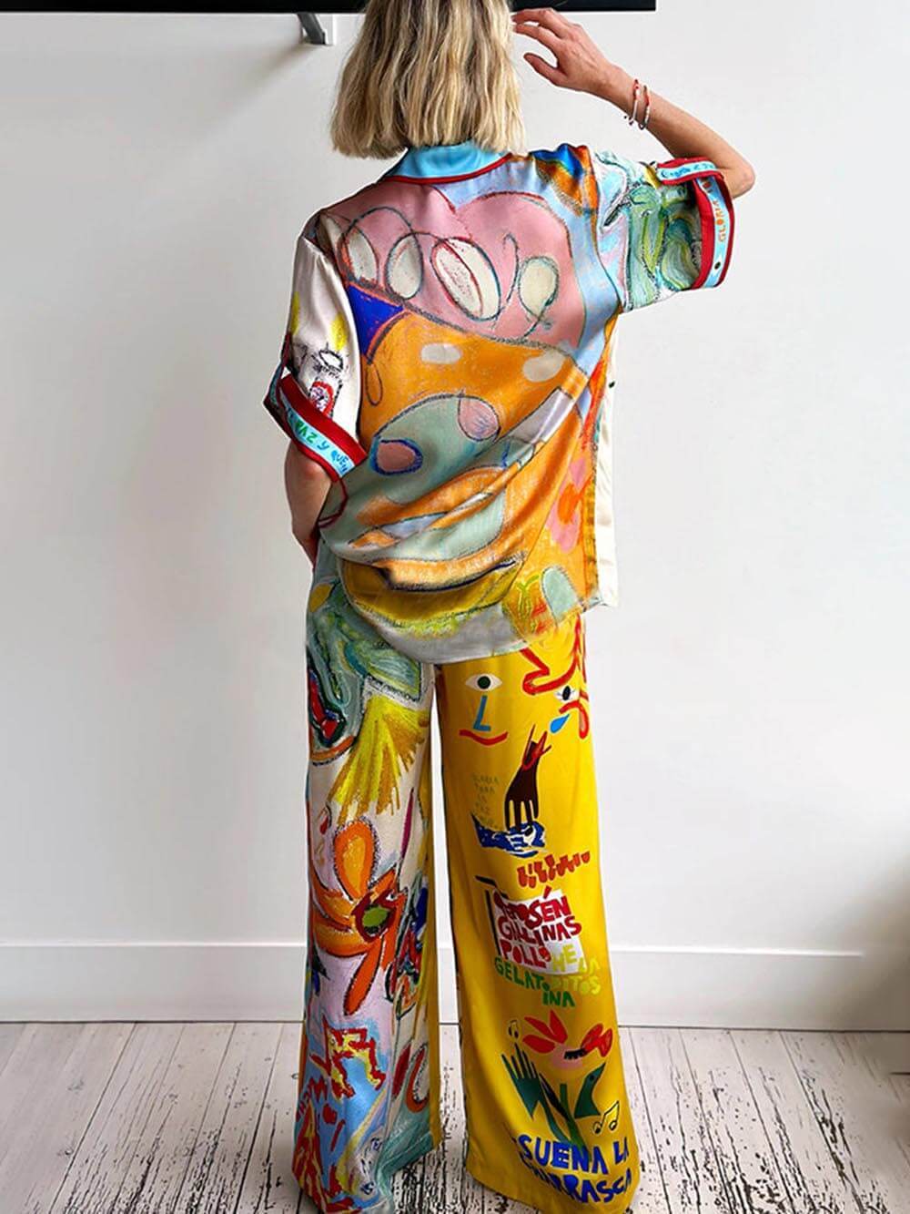 Printed Short Sleeve Loose Shirt