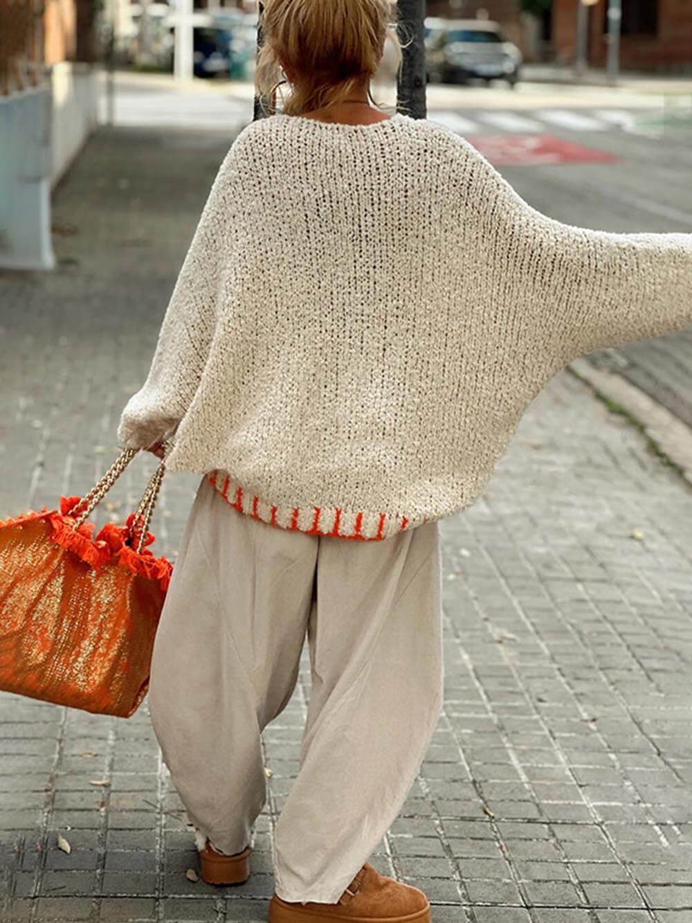 Star Pattern Colorblock Sweater
