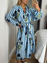 Classic Stripe Floral Print Swing Dress