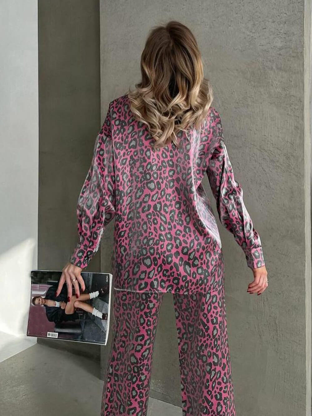 Elastic Waist Leopard Pants Set