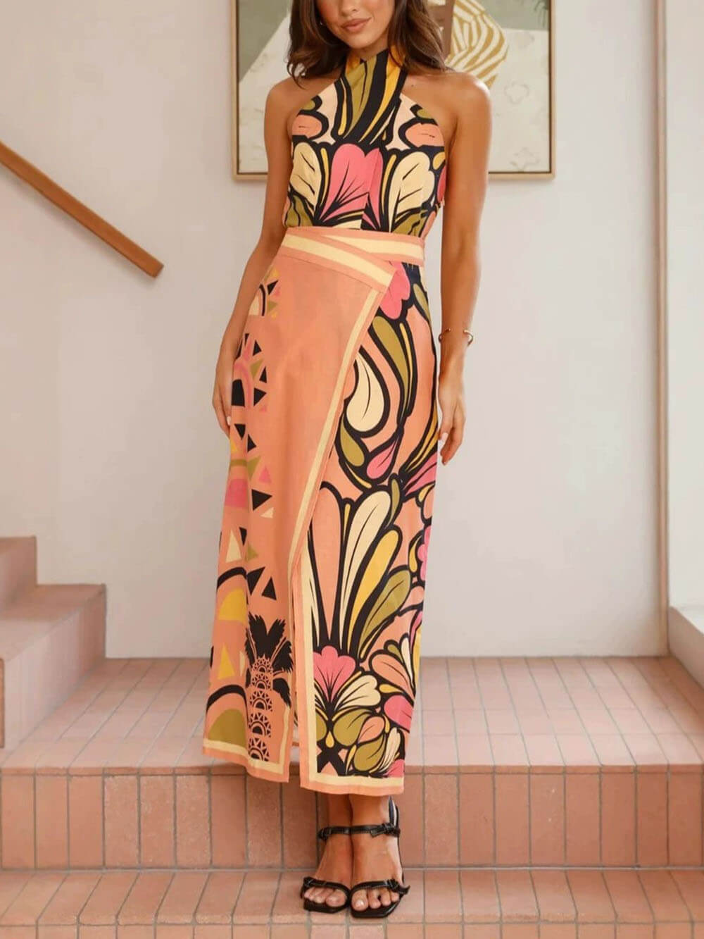 Floral Print Cardigan Skirt