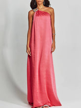 Charming Satin One Shoulder Loose Maxi Dress
