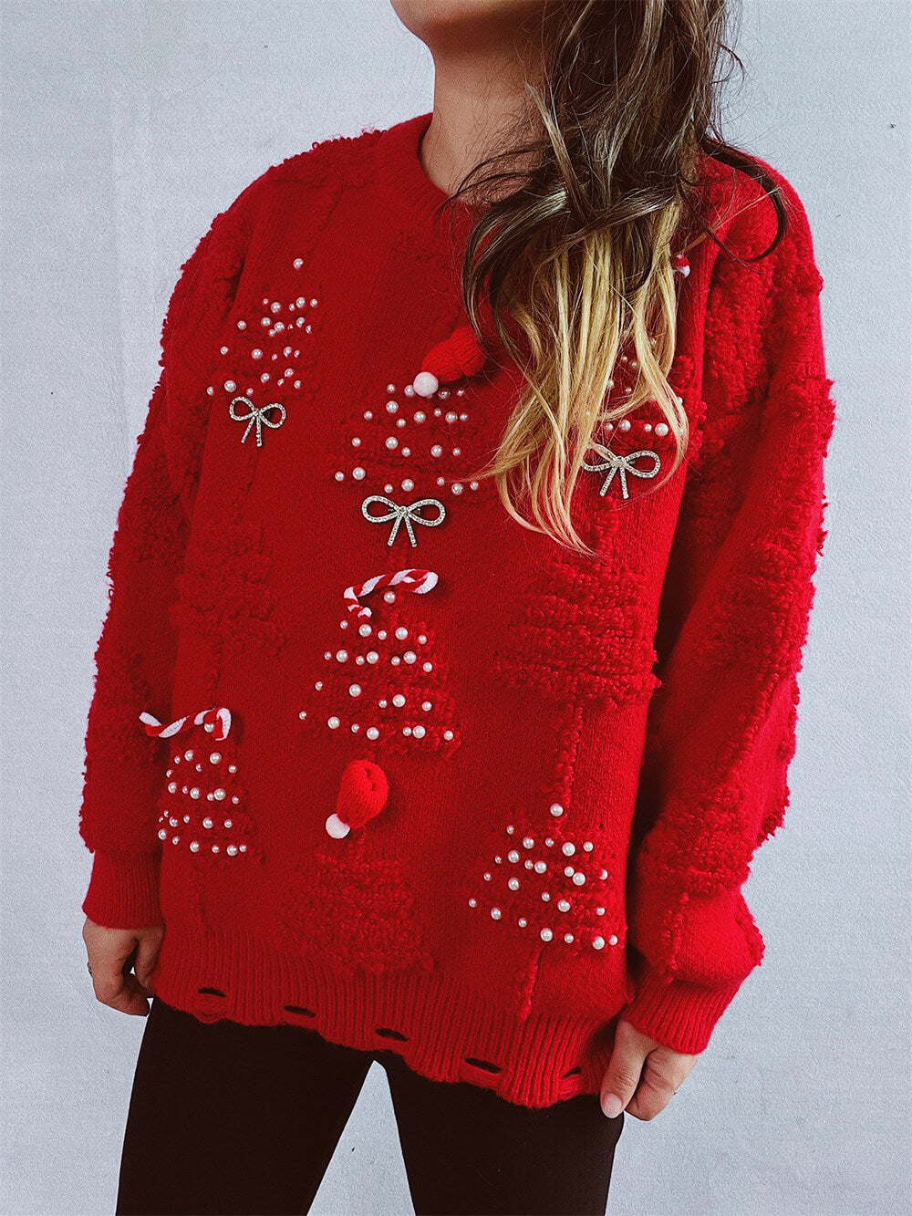 Flocked Christmas Tree Sweater