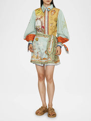 Fashionable Casual Unique Pattern Printed Linen Dress