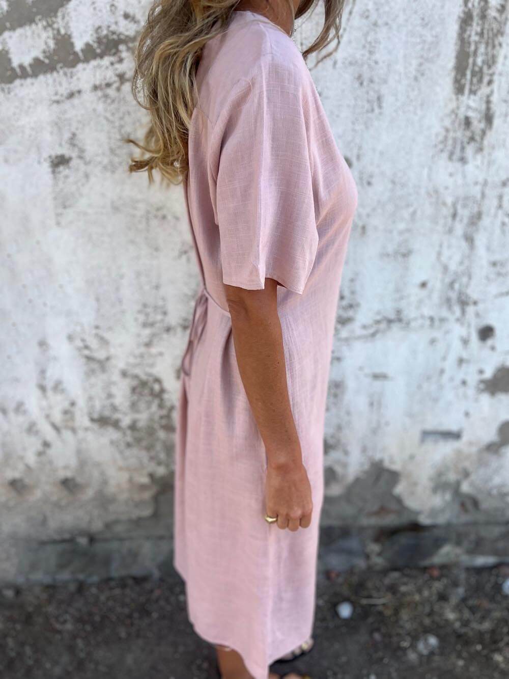 Bohemian Print Linen Loose Fit Midi Dress