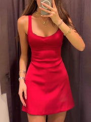 Fashionable Sexy Suspender Back Hollow Bodycon Dress