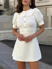 Sweet Lace Trimmed Flowy A-Line Dress