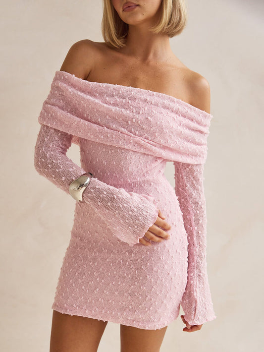 Sexy Knit Hollow Off-Shoulder Mini Dress