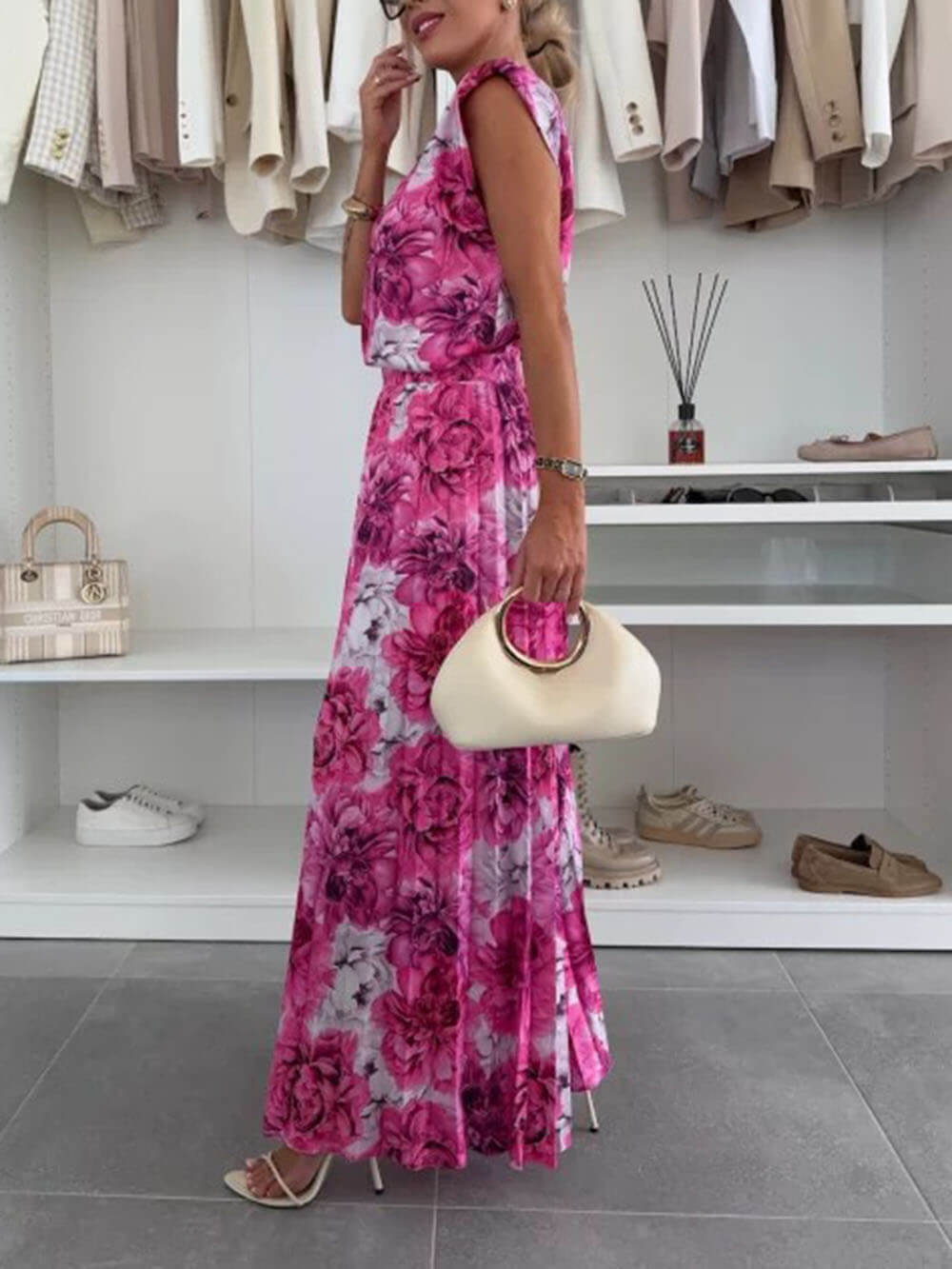 Padded Shoulder Round Neck Top