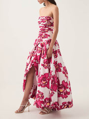 Chic Casual Elegant Waist-Tied Strapless High-Waist Ruched Dress