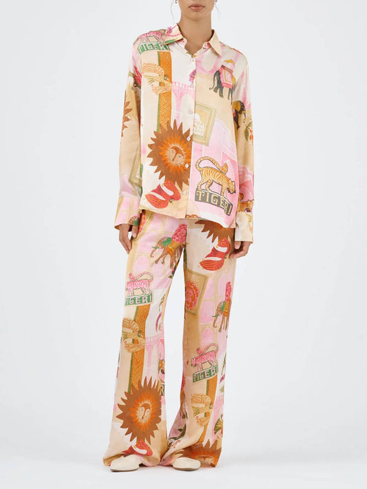 Printed Shirt and Loose Pants Set