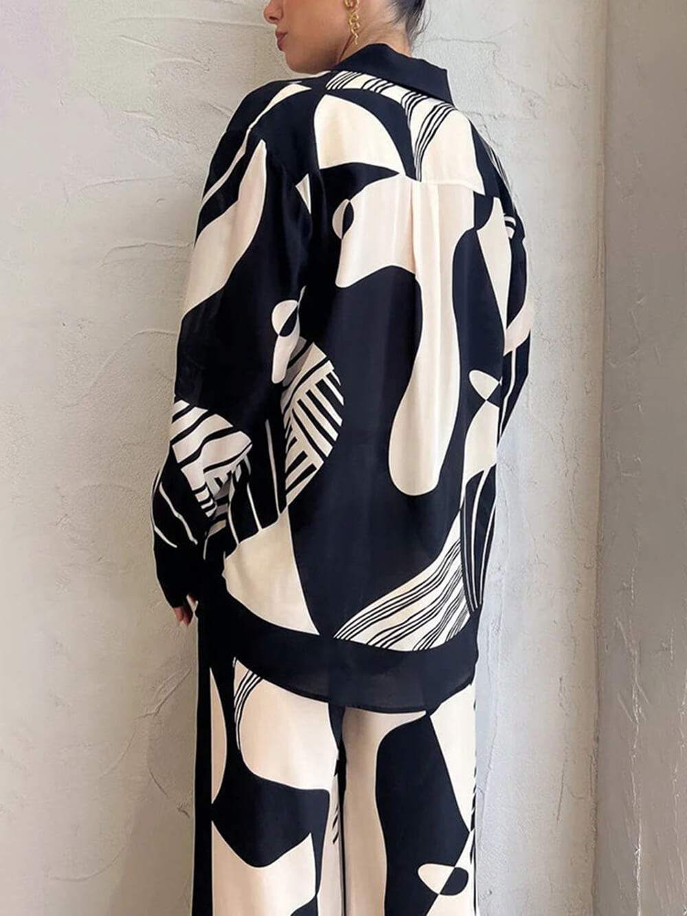 Graffiti Print Wide Leg Pants Set