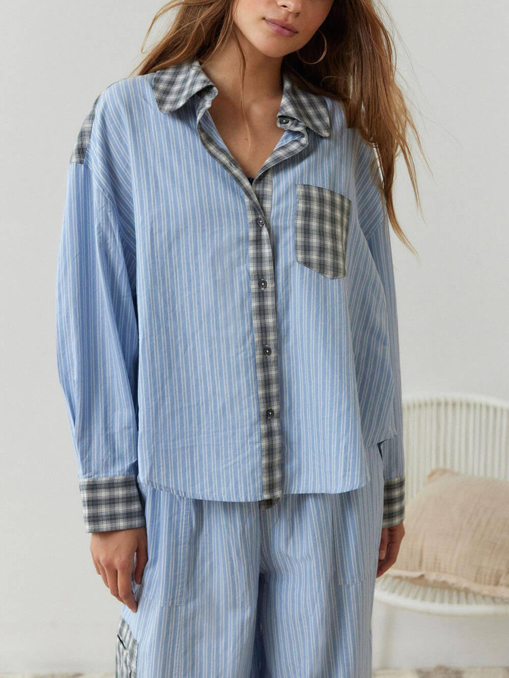 Loose Fit Blue Sleepwear Set