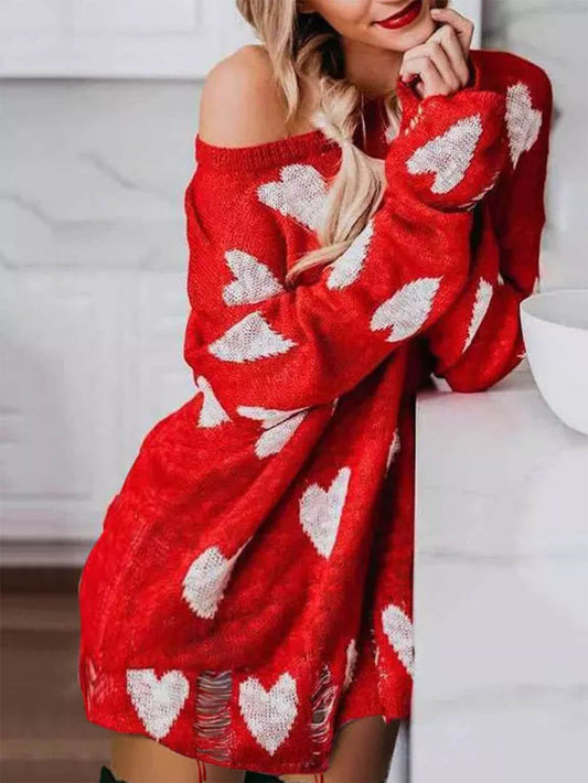 Hollow Heart Knit Dress