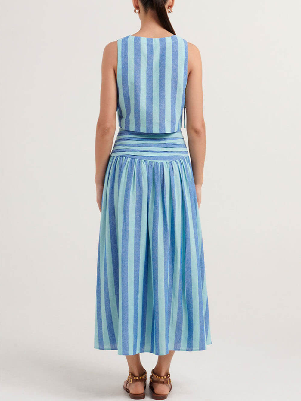 Lace-Up Tank & Midi Skirt Set