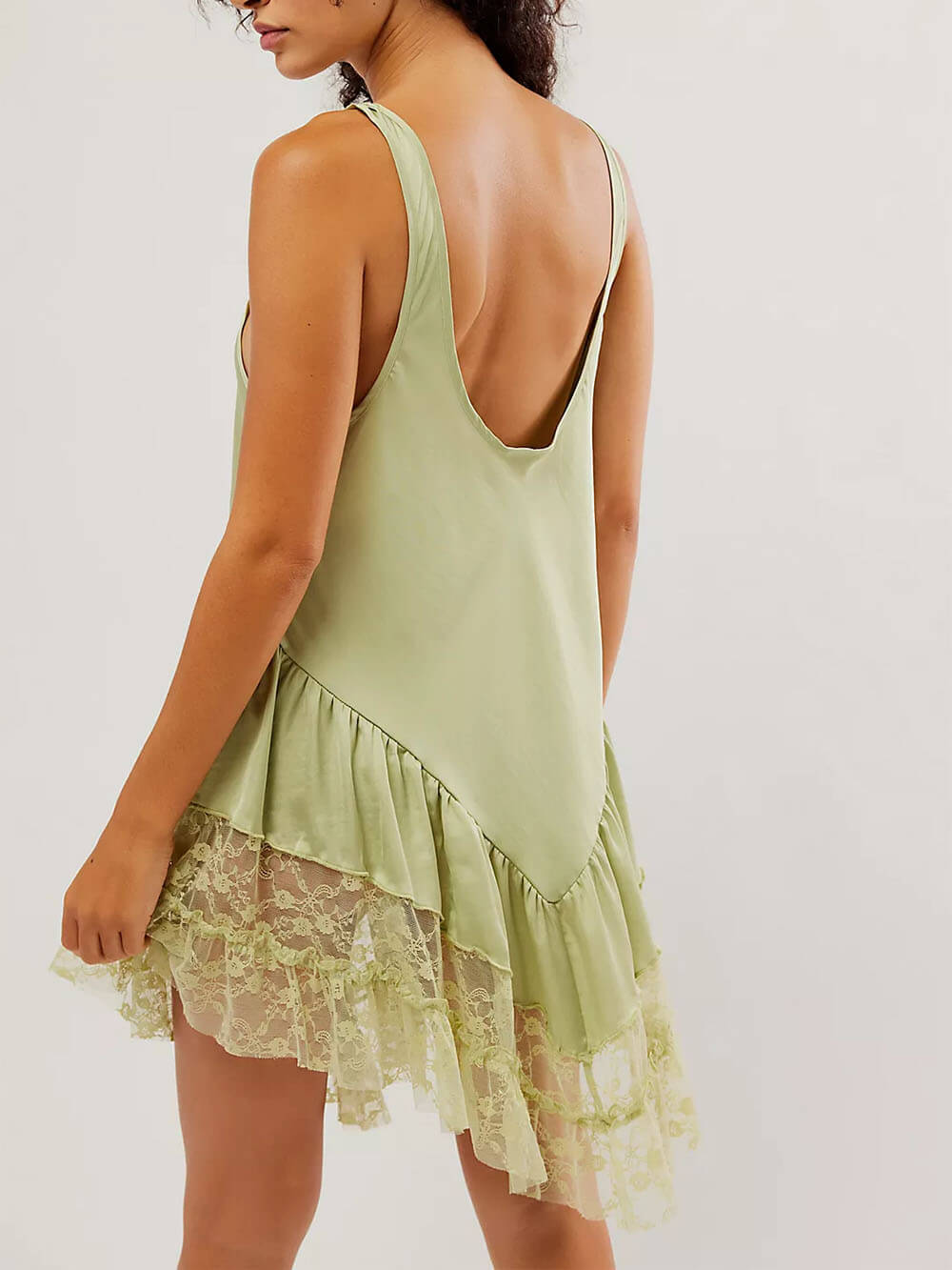 Sleeveless Lace Patchwork Slim Mini Dress