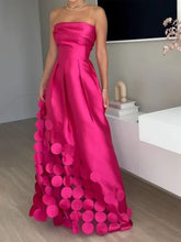 Sequin Satin Strapless High-Waist Dress