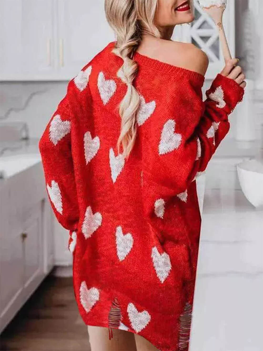 Hollow Heart Knit Dress