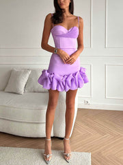 Draped Ruffle Bustier Mini Dress