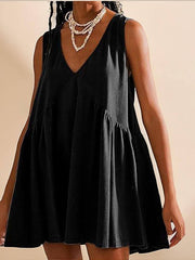 Chic Deep V Wide Strap Tank Dress