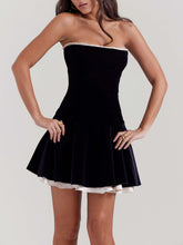 Black Velvet Strapless Party Dress