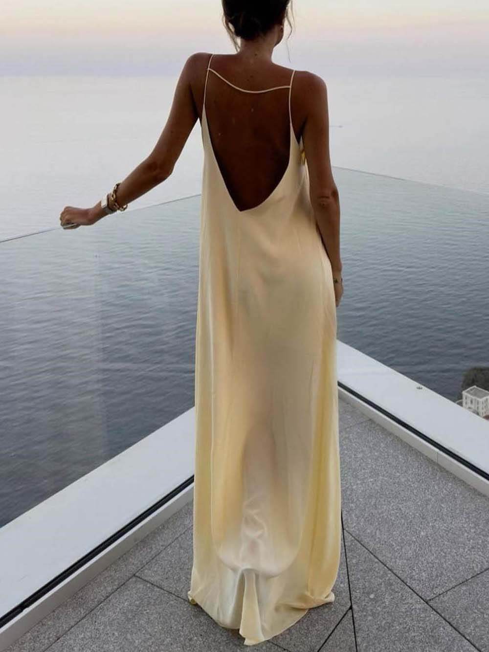 Satin Cami Backless Dress
