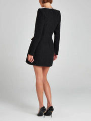 Chic U-Neck Long Sleeve Beaded Dress