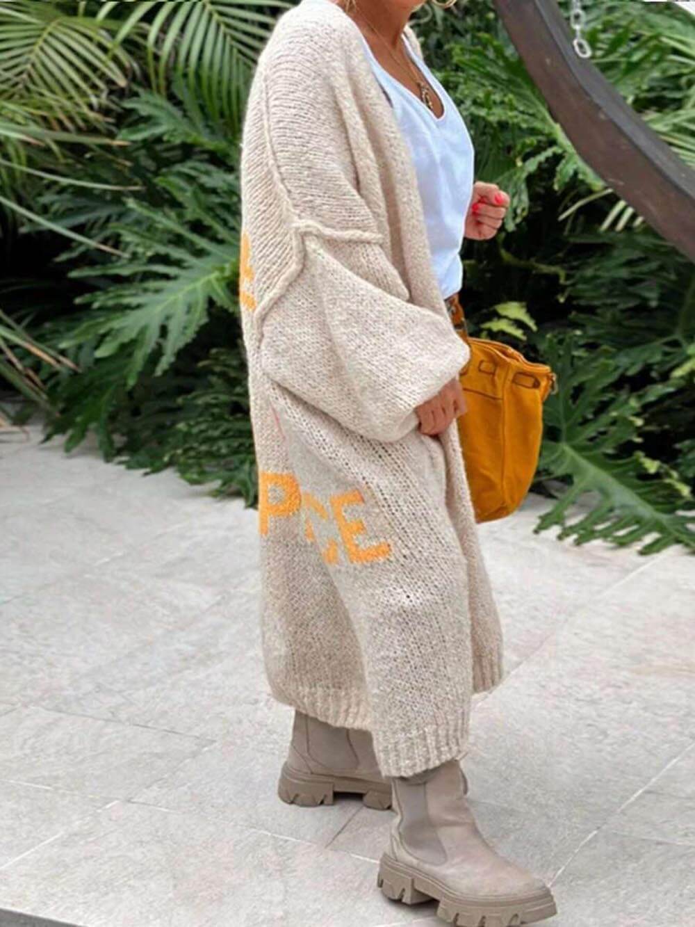 Heart Pattern Plus Size Knit Cardigan
