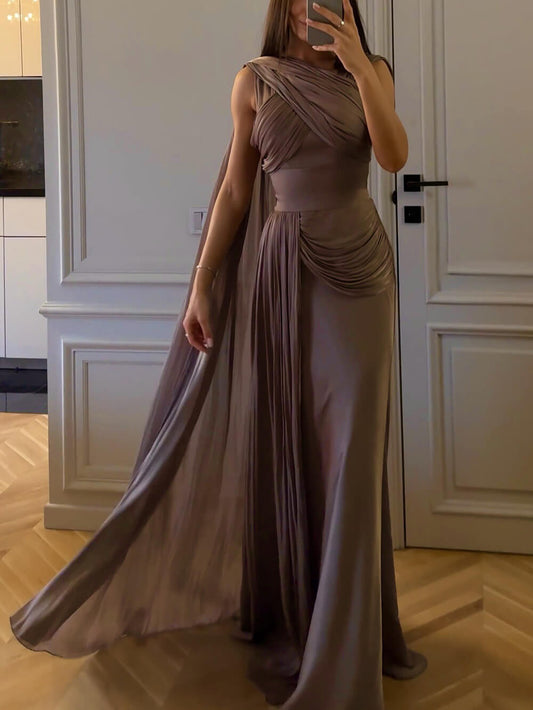Ruched Satin Evening Gown