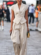 Sleeveless Collared Cinched Set