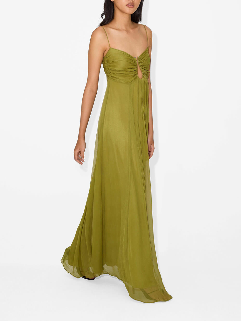 Metal Hollow Back Smocked A-line Slip Dress