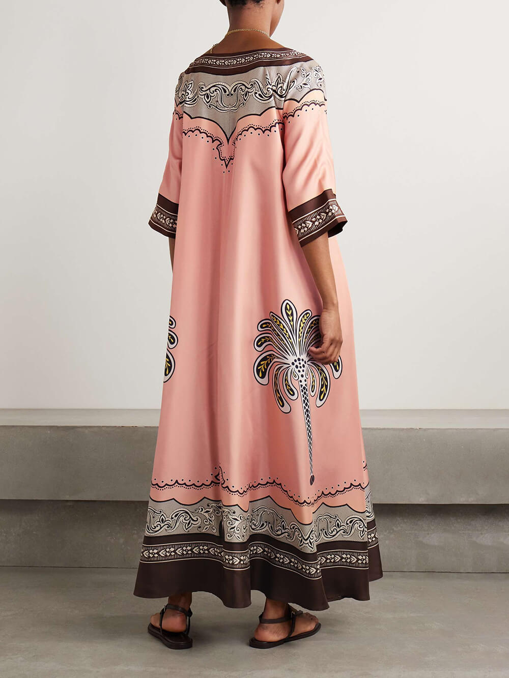 Casual Printed Loose Satin Dress