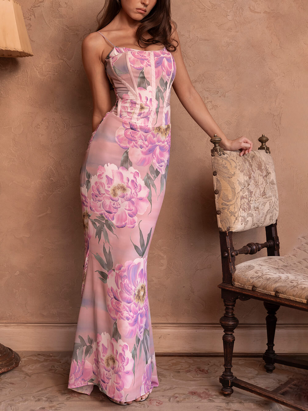 Floral Sexy Fitted U-Neck Cami Dress