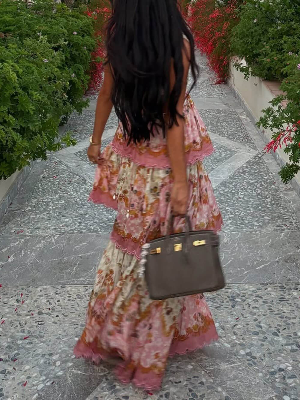Floral Print Off-Shoulder Tiered Cami Dress