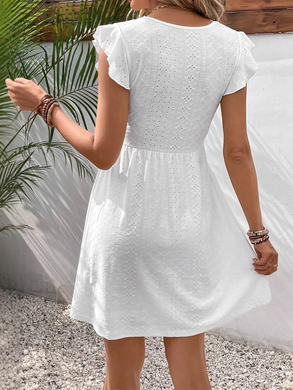 Casual Knit Jacquard Detail Cutout Mini Dress