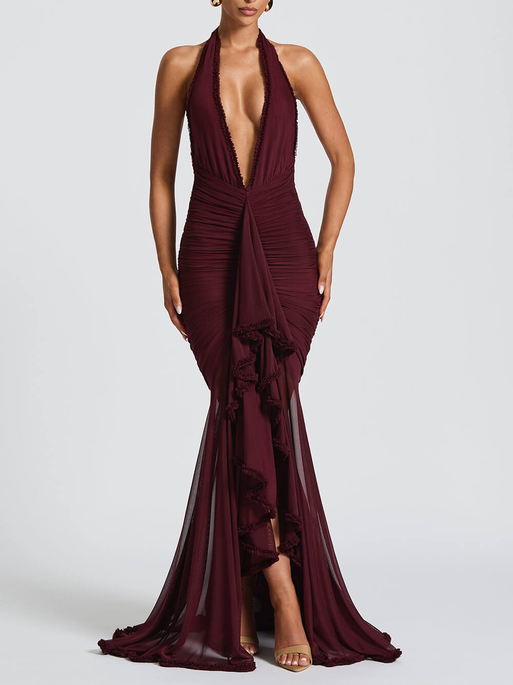 Mesh Panel Elegant Maxi Dress