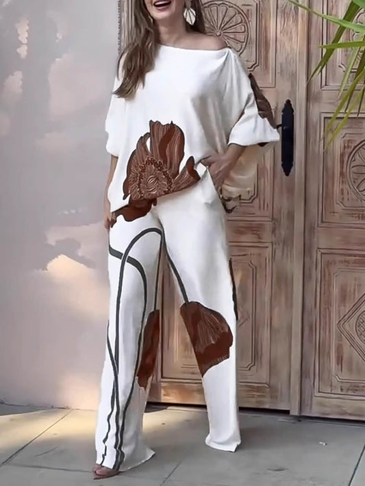 Retro Floral Batwing Sleeve Top