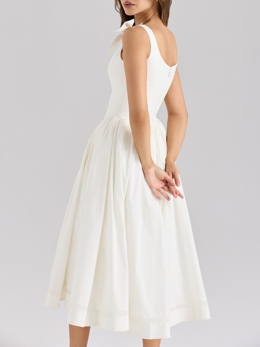 French Resort Lace Waist-Tied Cami Dress