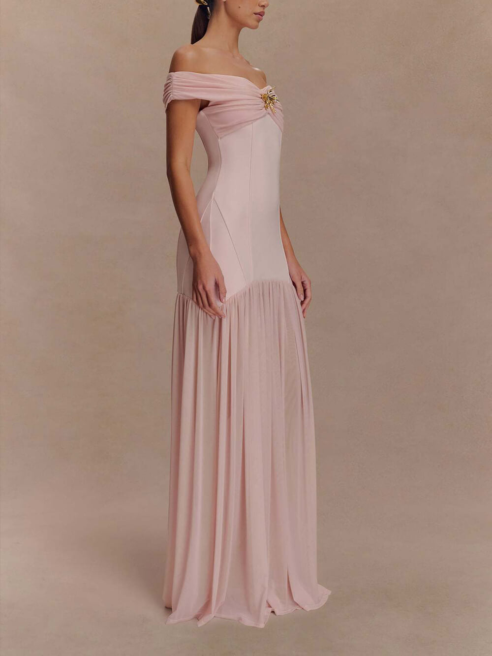 Elegant Strapless Mesh Panel Bodycon Dress