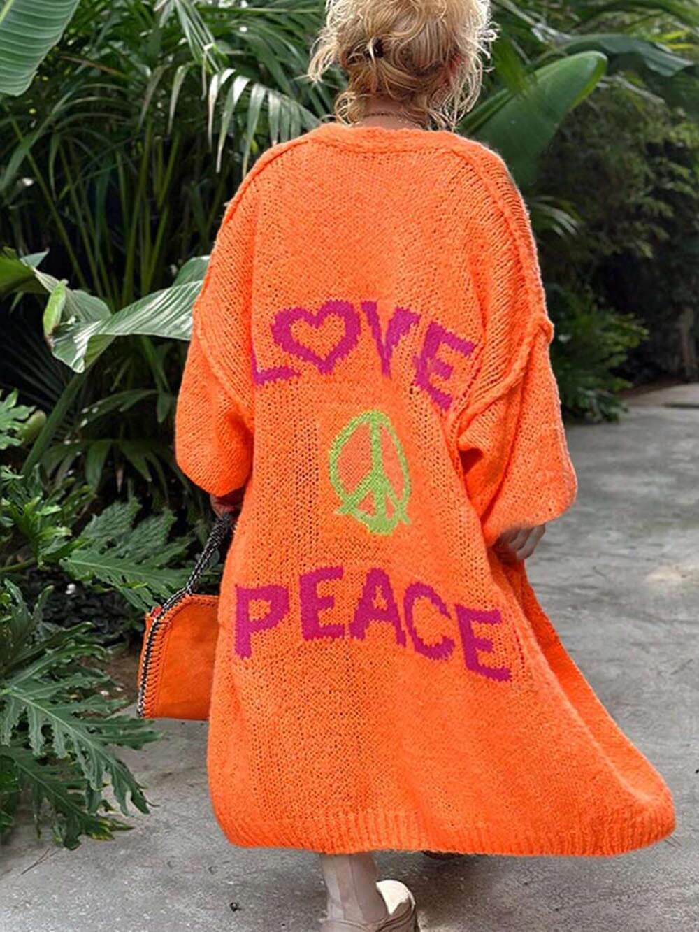 Heart Pattern Plus Size Knit Cardigan