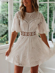 Backless Cutout Fringe Trim Summer Dress